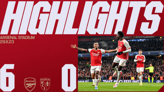 Arsenal sikrer sig Champions League-knockoutfase med sejr på seks mål
